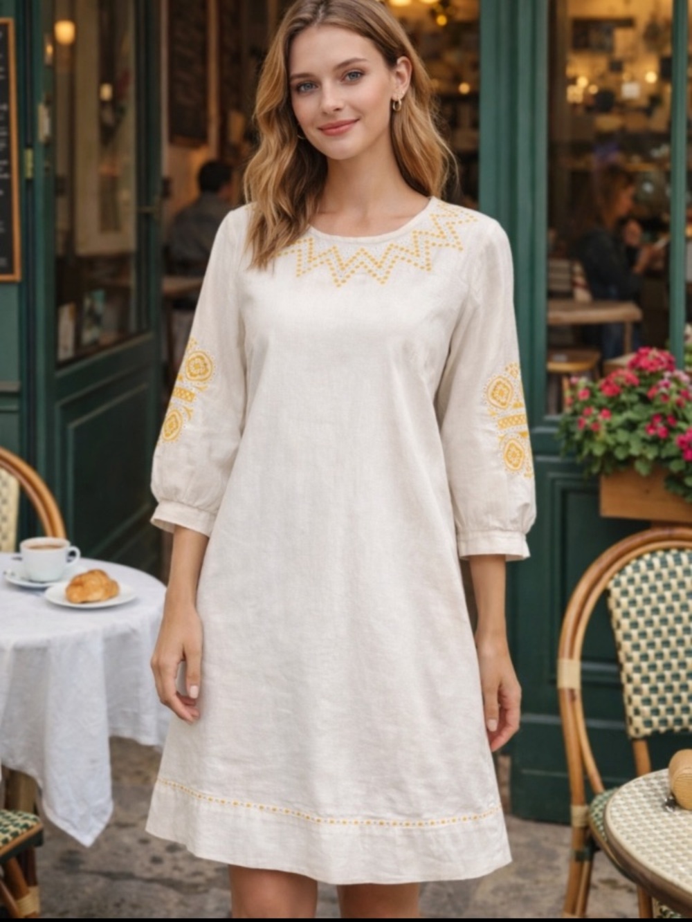 Banana Republic Dress Eyelet Linen Shift Above The Knee Embroidered Summer Event